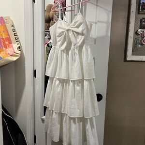 Elegant White Tiered Kids Dress